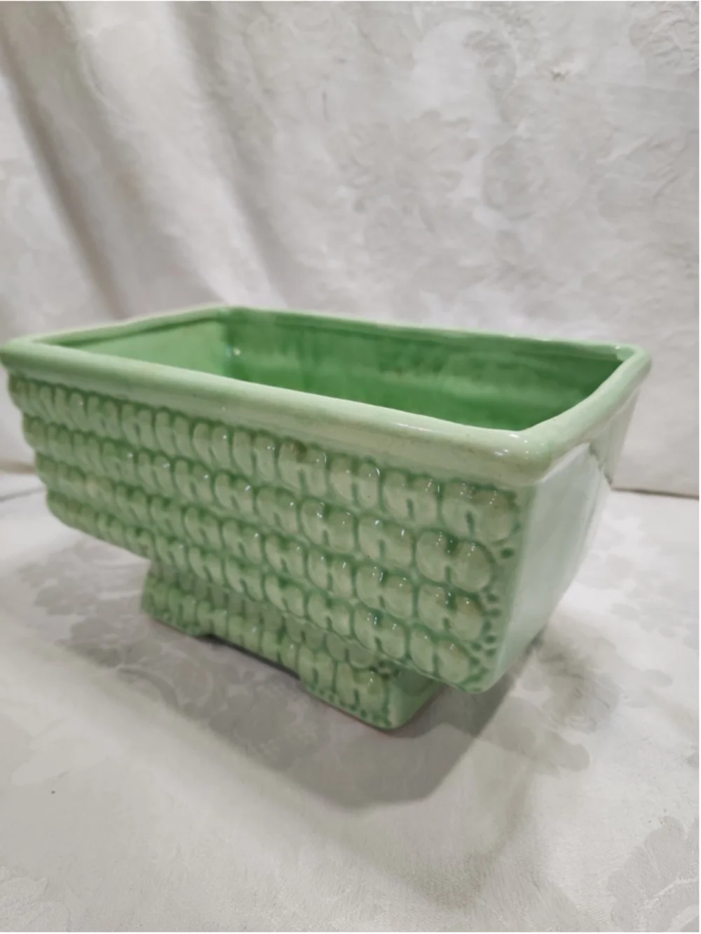 Vintage McCoy Pottery Planter Green Glazed Quilted MCM